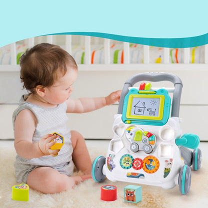 Baby Push Walker Activity Center - Multifunction Learning Walker with Music and Drawing Board for Toddler Development