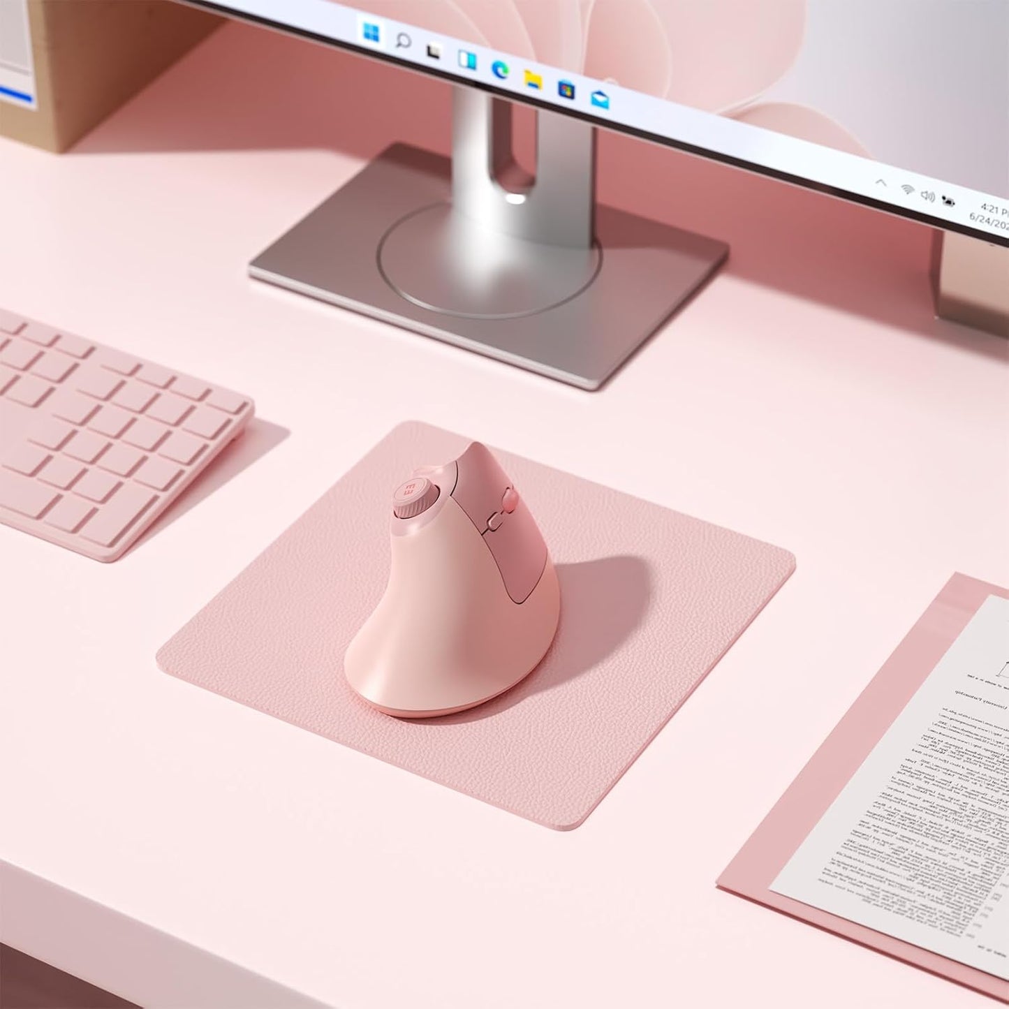Ergonomic Wireless Mouse – Rechargeable Bluetooth and 2.4G Vertical Mouse with Quiet Clicks and Volume Knob for PC