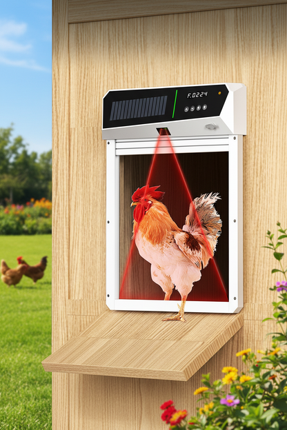 Solar Automatic Chicken Coop Door – Intelligent Light-Sensing Roller Shutter with Power Storage for Convenient Poultry Access, Night Security and Hands-Free Operation