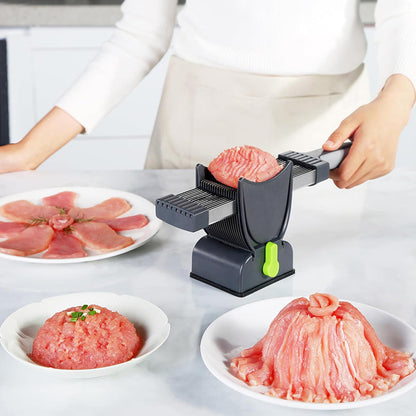 Adjustable Meat Slicer – Stainless Steel Manual Cutter with 2mm or 4mm Thickness Settings for Jerky, Meat and Kitchen Food Preparation