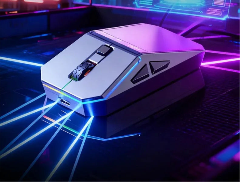RGB Wireless Gaming Mouse – Three-Mode Bluetooth Mouse with 12800 DPI Precision Tracking, Colorful Lighting and Ergonomic Performance Design