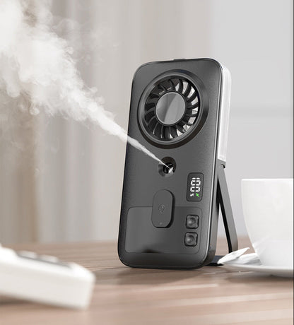 Portable Misting Handheld Fan – USB Rechargeable Personal Cooling Fan with Digital Display and Humidifier for Outdoor Summer Use