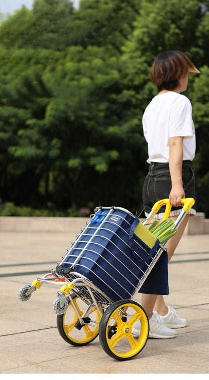 Foldable Shopping Cart – 35L Heavy Duty Aluminum Grocery Wagon with 45kg Capacity, Oxford Bag and Stair-Climbing Wheels