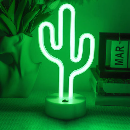 Cute Cactus Neon Sign Lamp - USB and Battery Powered LED Light for Bedrooms Parties Camping and Home Decor