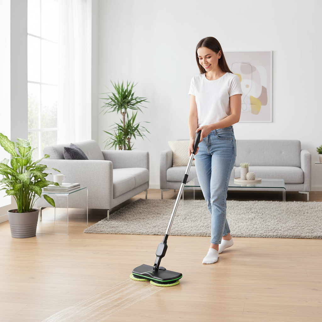 Cordless Electric Floor Scrubber – 2-in-1 Rechargeable Rotating Spin Mop for Powerful Hard Floor Cleaning, Polishing and Everyday Home Care