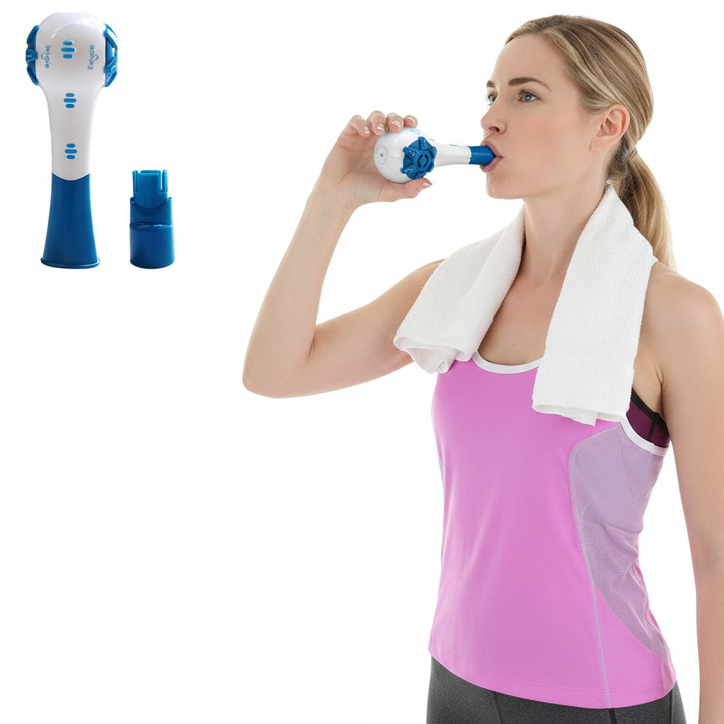 Adjustable Breathing Trainer – Lung Expansion Exercise Device for Respiratory Strength, Running Endurance and Core Training