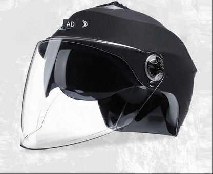 LED Motorcycle Helmet – Rechargeable Lighted Moped and Electric Scooter Helmet for Men and Women with Protective Double Visor