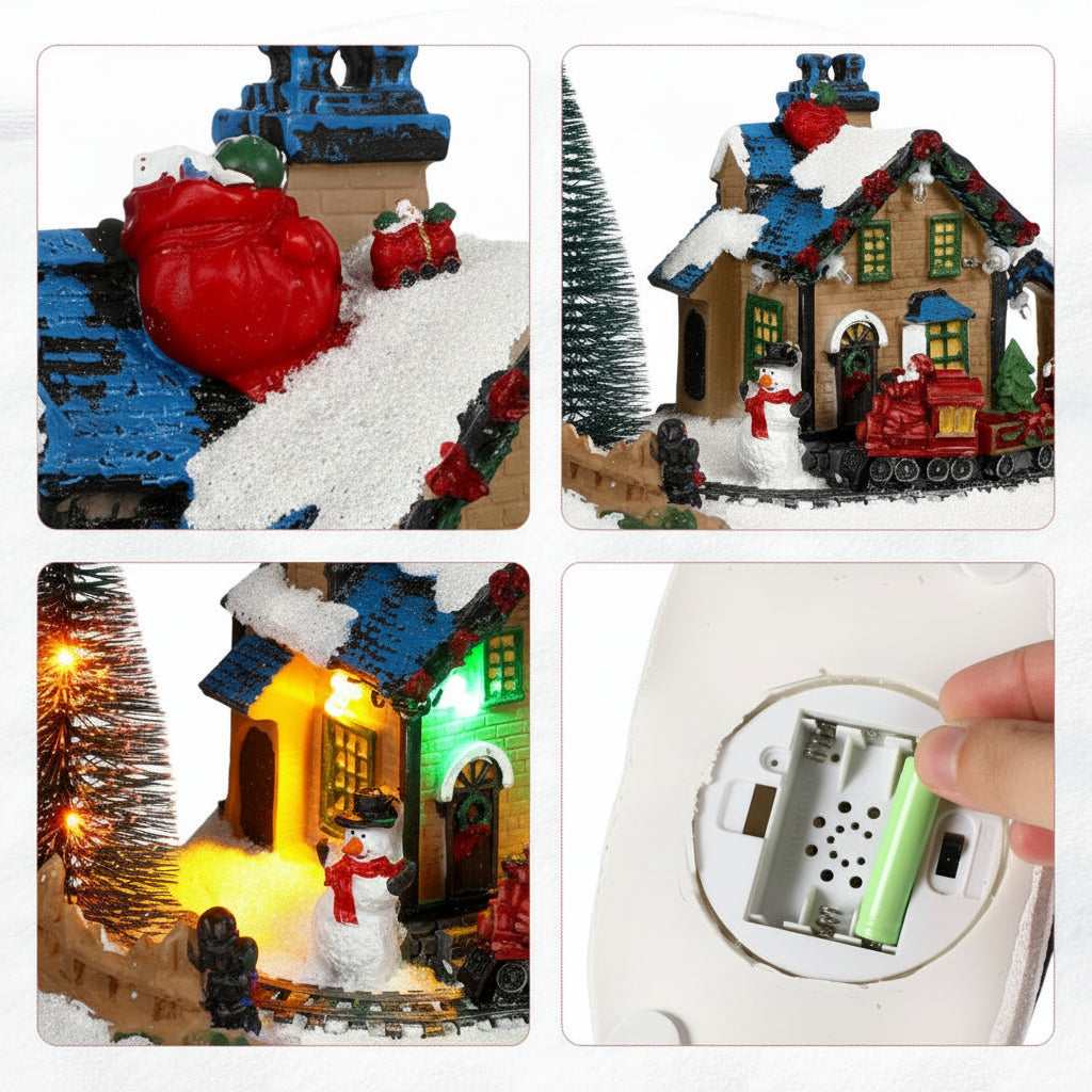 LED Christmas Village House – Light Up Winter Scene Resin Ornament for Tabletop Holiday Decorations and Gifts