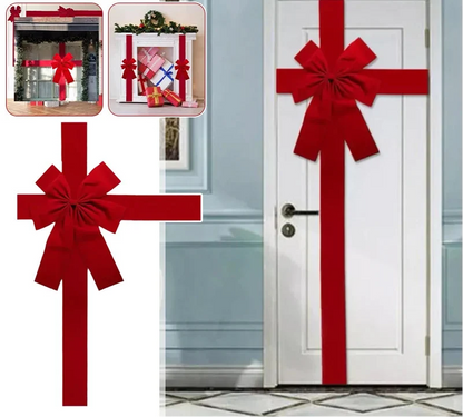 Large Christmas Door Bow – Premium Red Organza Hanging Decoration for Front Doors, Wreaths, Weddings, Holiday Parties and Festive Home Decor