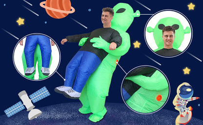 Inflatable Alien Costume for Kids - Funny Green Monster Cosplay Outfit for Halloween Parties and School Events