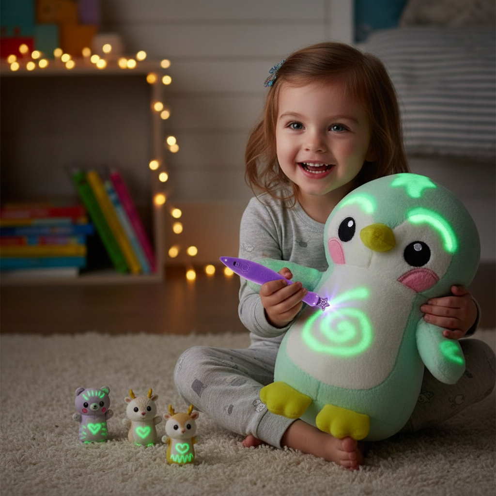 Glow-in-the-Dark Doodle Plush Toy – Luminous Drawing Doll for Creative Play, Educational Activities, Sensory Fun and Stress Relief