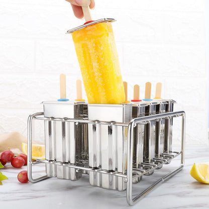 Stainless Steel Popsicle Mold Set – 10-Piece Reusable 304 Food-Grade Ice Cream Molds for Homemade Frozen Treats, Parties and Commercial Kitchens