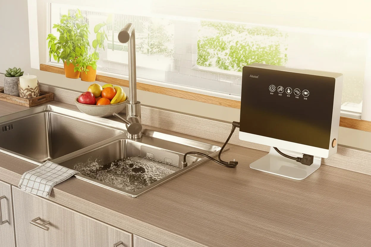 Portable Ultrasonic Dishwasher – Automatic Compact Sink Cleaning Machine for Kitchen Dishes, Tableware, Apartments and Convenient Household Washing