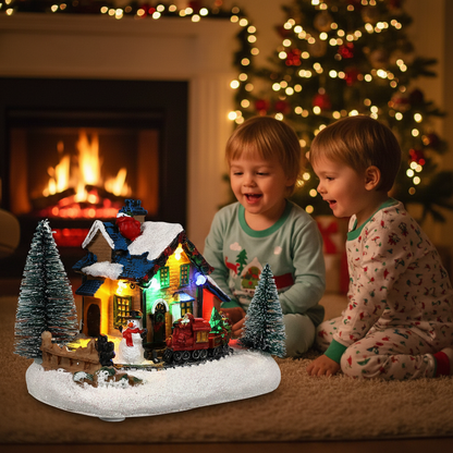 LED Christmas Village House – Light Up Winter Scene Resin Ornament for Tabletop Holiday Decorations and Gifts