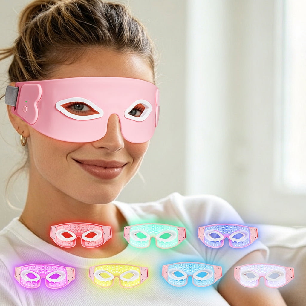 LED Eye Mask – 7-Color Flexible Silicone Photon Beauty Mask for Relaxation, Eye-Care Routines and Smoother-Looking Under-Eye Skin at Home