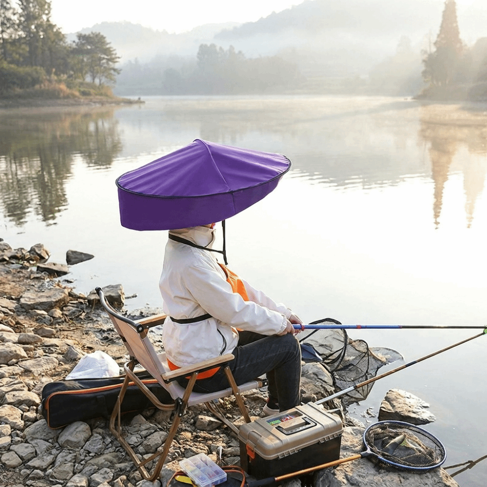 Hands-Free Umbrella Hat – Lightweight Nylon Rainproof Sun Shade Cap with UV Protection for Beach Trips, Fishing, Gardening and Outdoor Activities