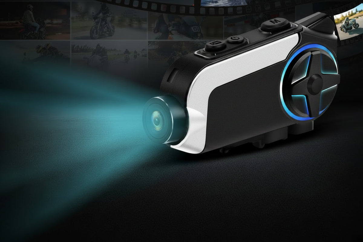 PRO Motorcycle Intercom – Bluetooth Helmet Headset with Video Recording, Wireless Communication and Hands-Free Riding Connectivity