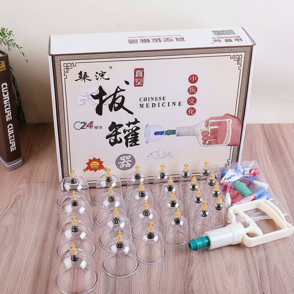 Professional Vacuum Cupping Therapy Set – 32 Piece Body Massage Suction Cups with Hand Pump for Deep Tissue Relaxation