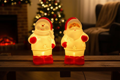 LED Christmas Night Light – Cute Santa and Snowman Bedside Lamp for Kids Bedrooms and Holiday Home Decor