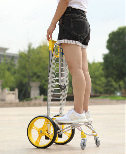 Foldable Shopping Cart – 35L Heavy Duty Aluminum Grocery Wagon with 45kg Capacity, Oxford Bag and Stair-Climbing Wheels