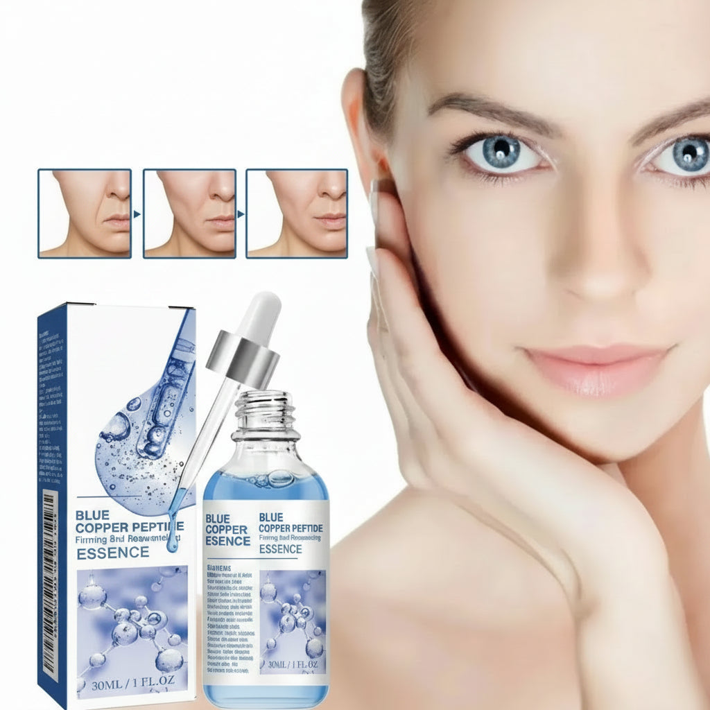 Blue Copper Peptide Wrinkle Serum – Instant Firming and Lifting Anti-Aging Facial Treatment for Fine Lines, Brightening and Korean Skincare