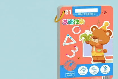 Reusable Kids Workbook Set – 36 Page Erasable Learning Book with Pens and Stickers for Early Writing Practice