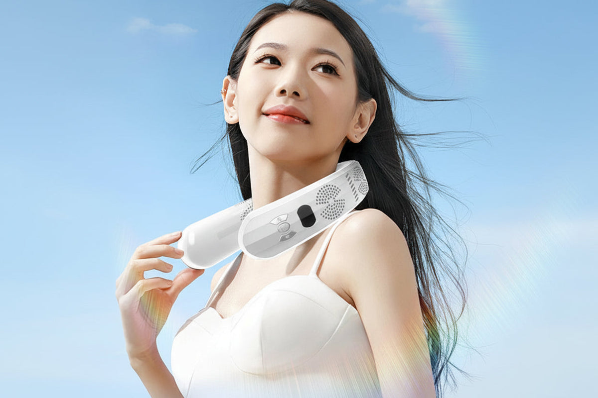 Semiconductor Cooling Neck Fan – Portable Hands-Free Personal Air Conditioner with Efficient Cooling for Summer Travel, Commuting and Outdoor Activities