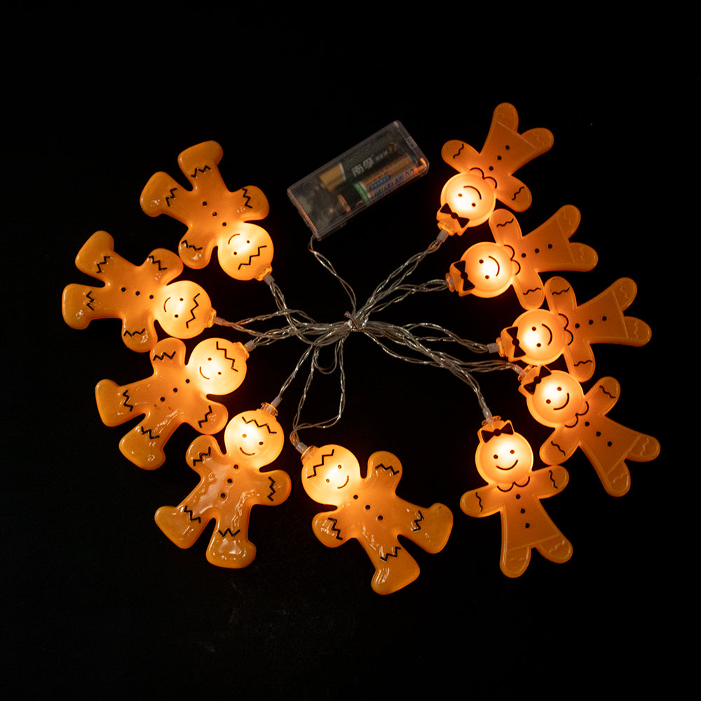 Gingerbread Man String Lights – 10 LED Christmas Fairy Lights for Trees, Bedrooms and Holiday Decor