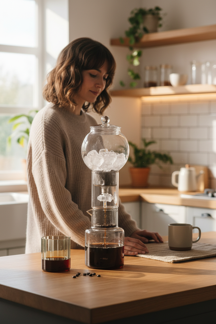 Cold Brew Coffee Pot Set – Glass Dripper with Reusable Filter for Smooth Iced Coffee, Tea Brewing and Professional Barista Preparation