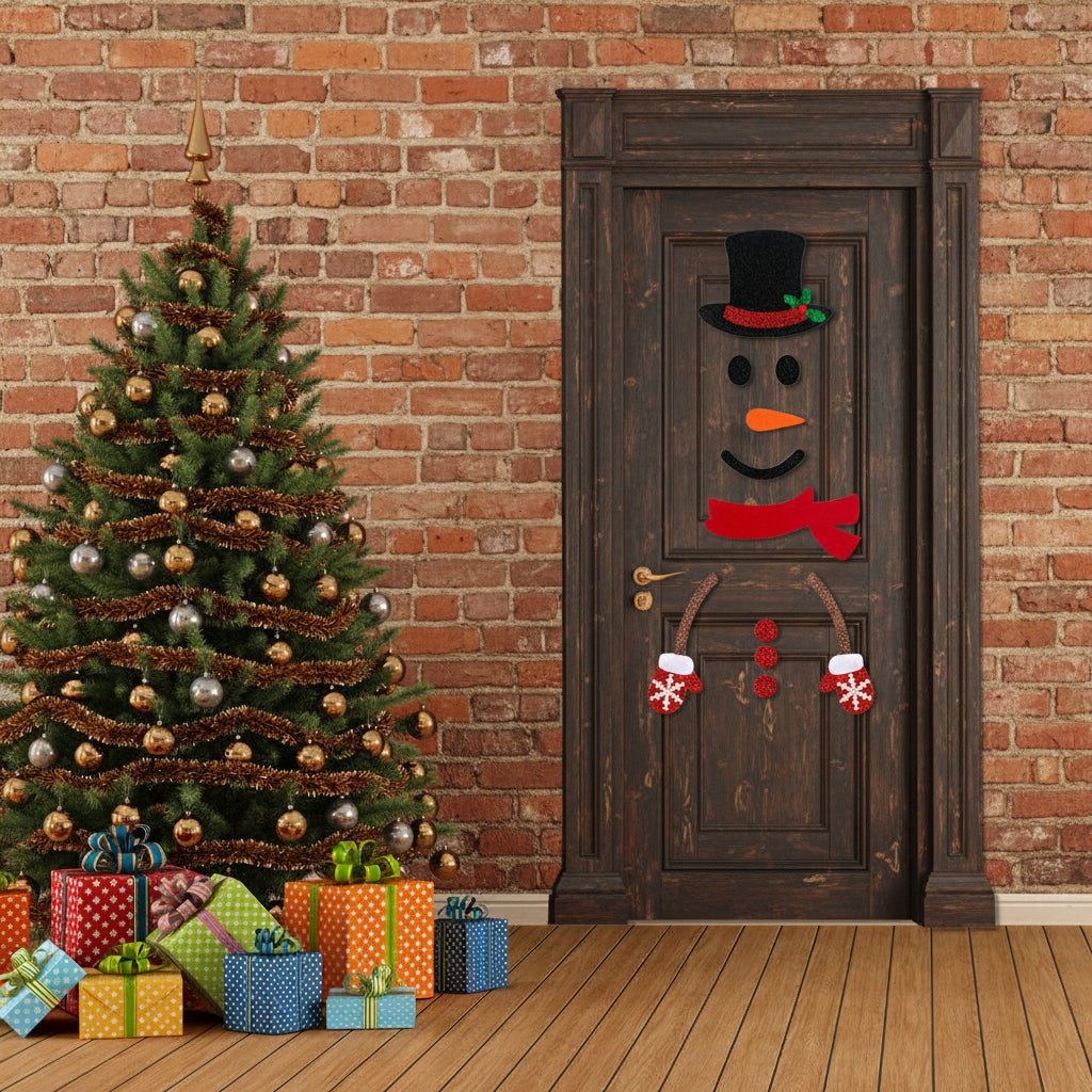 Christmas Window Stickers – Felt Santa Snowman Reindeer Wall Decals for Holiday Windows and Doors