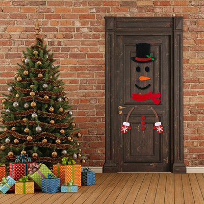 Christmas Window Stickers – Felt Santa Snowman Reindeer Wall Decals for Holiday Windows and Doors