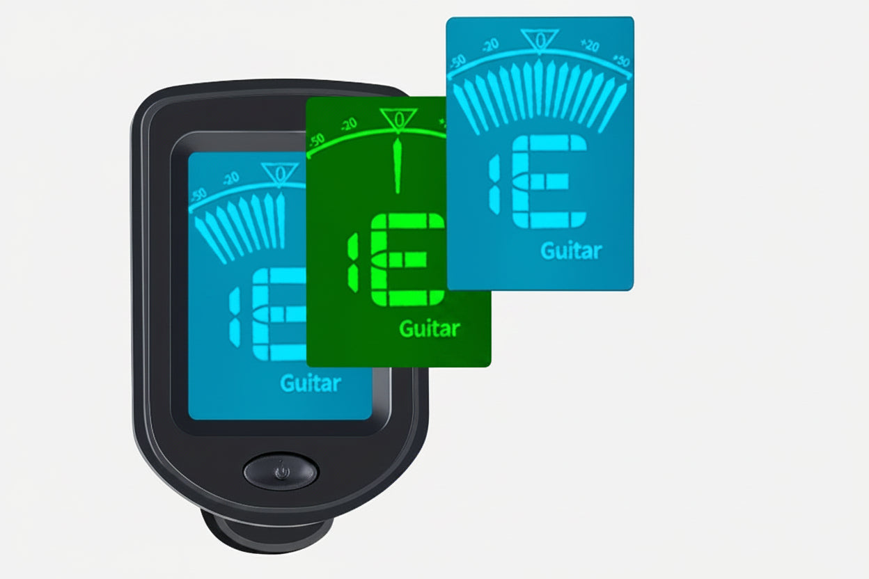 Clip On Guitar Tuner – Rotatable LCD Digital Tuner for Guitar, Ukulele, Violin and String Instrument Accurate Tuning