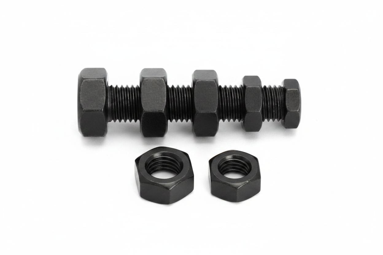 Carbon Steel Hex Nut Set – DIN934 Black Grade 8.8 Assorted Metric Hexagon Nuts for Repairs, DIY and Industrial Fastening