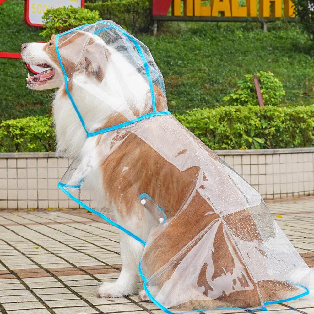 Transparent Hooded Pet Raincoat - Waterproof Puppy and Dog Rainwear Jacket for Outdoor Walks, Travel and All-Weather Protection