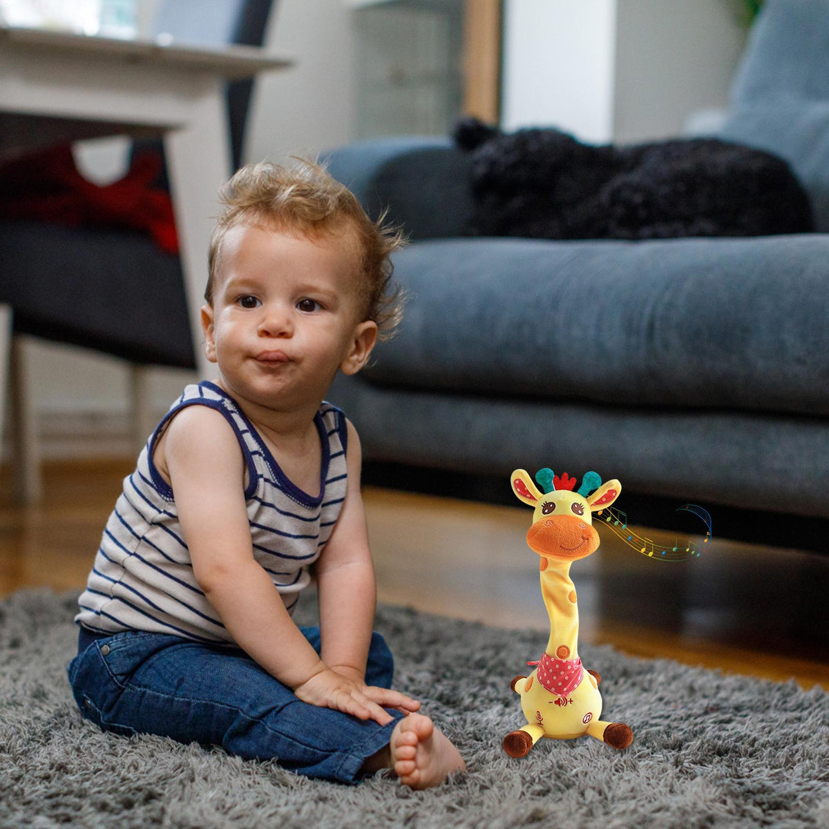 Dancing Talking Giraffe Plush Toy - Rechargeable Musical Educational Doll with Lights for Babies, Toddlers and Gift Giving