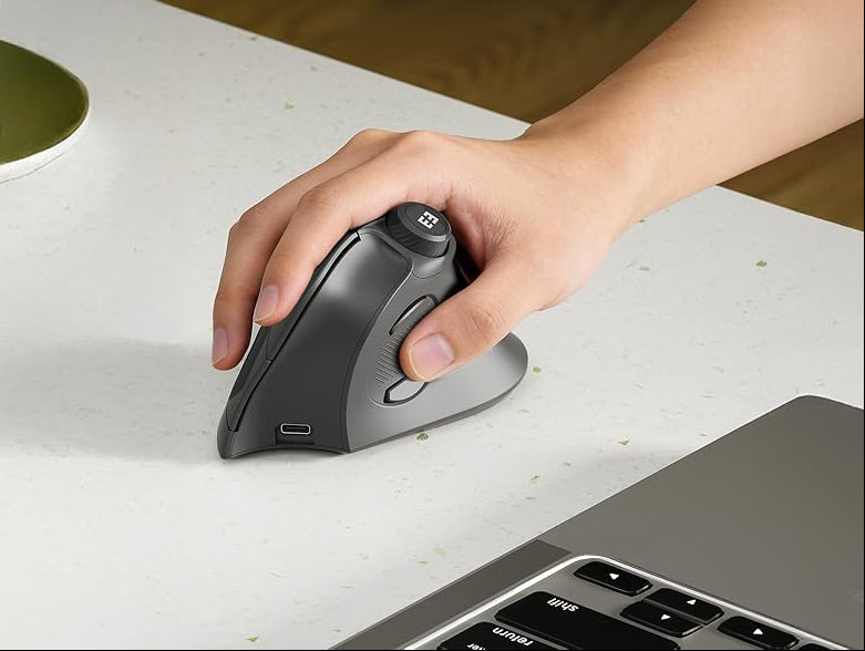 Ergonomic Wireless Mouse – Rechargeable Bluetooth and 2.4G Vertical Mouse with Quiet Clicks and Volume Knob for PC