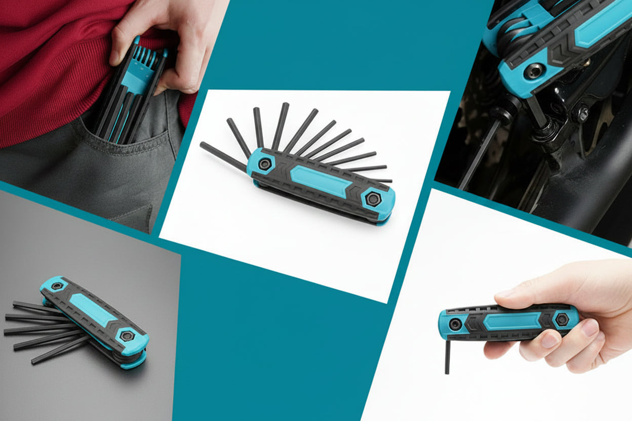 Folding Allen Wrench Set – 8-in-1 Portable Metric Hex Key and Tamper-Proof Torx Tool Kit for Bicycle, Furniture and DIY Repairs