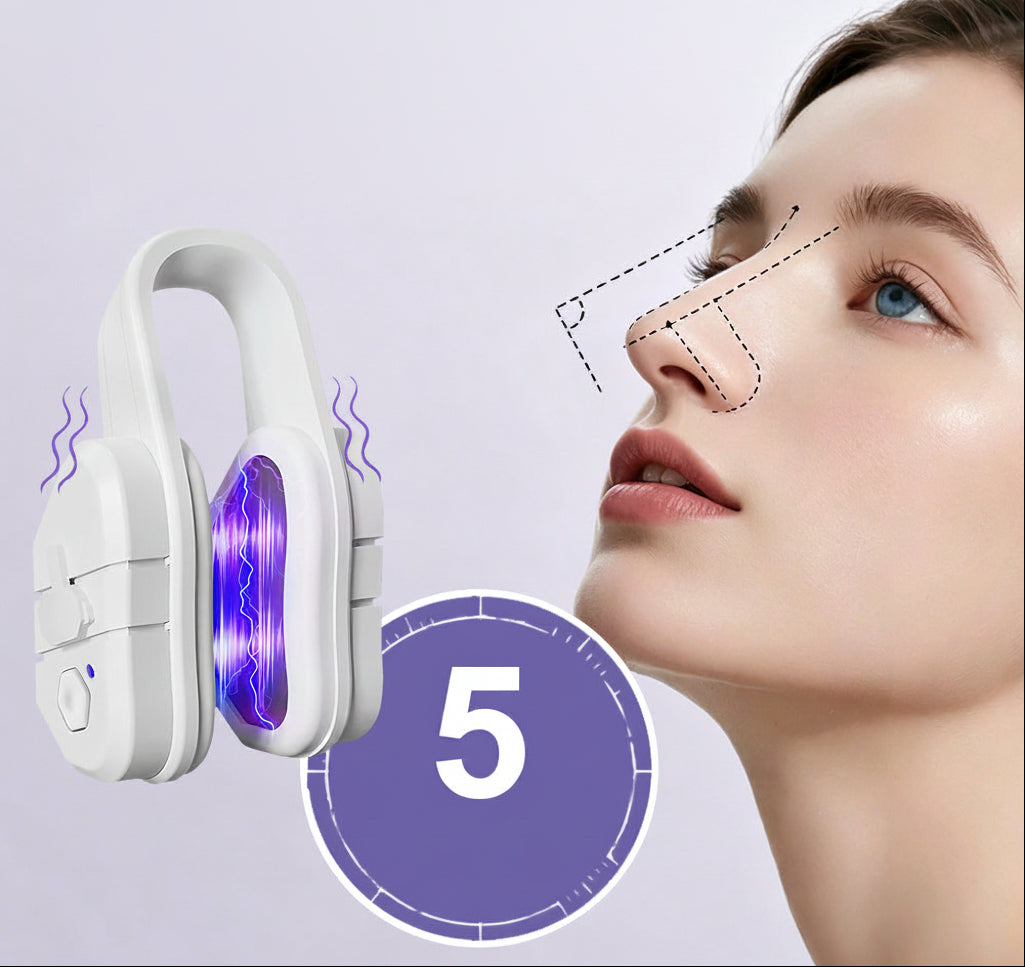 EMS Nose Shaper Clip – Microcurrent Pulse and Vibration Beauty Tool for Gentle Nose Massage, Contouring Routine and Convenient At-Home Facial Care