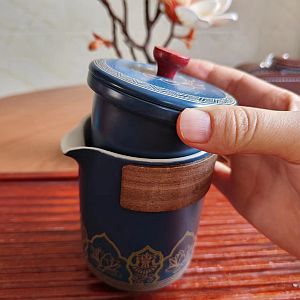 Portable Kung Fu Tea Set – Ceramic Travel Teapot, Cups and Tea Canister with Carry Bag for Outdoor Tea Brewing