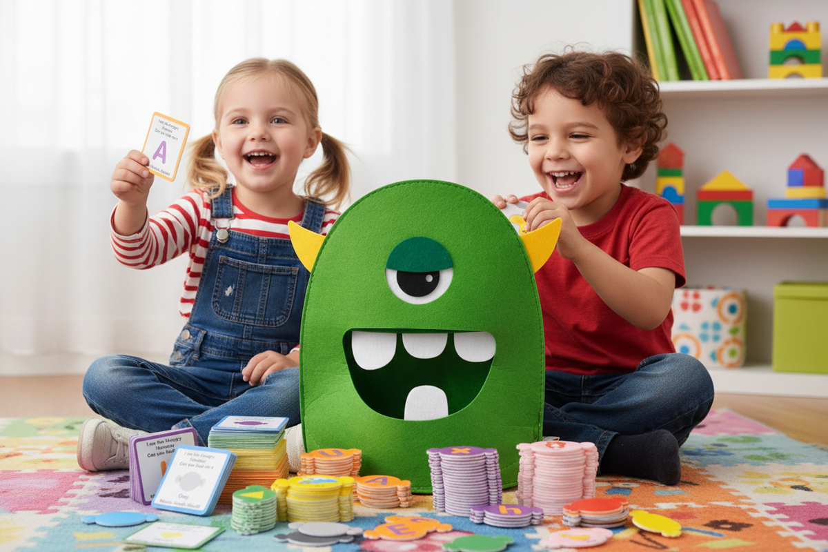 Montessori Alphabet Matching Game - Felt Letter Recognition Learning Toy with Colors, Shapes and Early Educational Activities