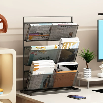 Tilted Desktop Book Organizer – Multi Tier Book Rack for Office, School and Home Study with Space Saving Vertical Storage