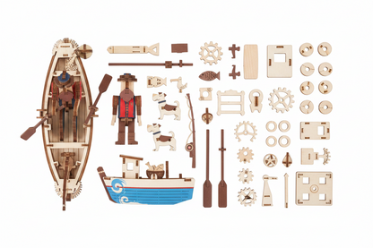 Ocean Fisher Puzzle Kit – DIY 3D Wooden Pendulum Model for Creative Building, Home Decoration and Educational Fun