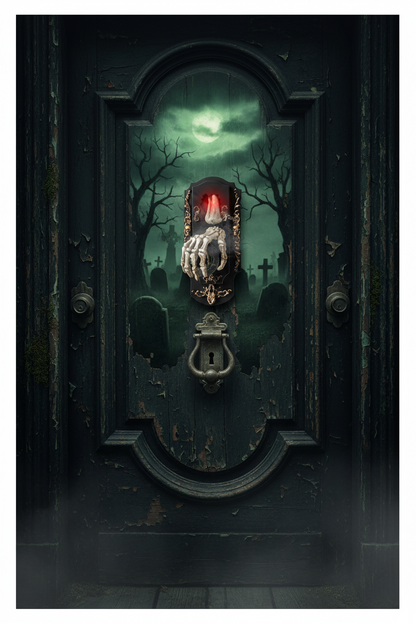 Halloween Motion Sensor Doorbell Spray Prop – Funny Ghost House Decoration with Sound, Light and Touch Induction Effects for Spooky Parties