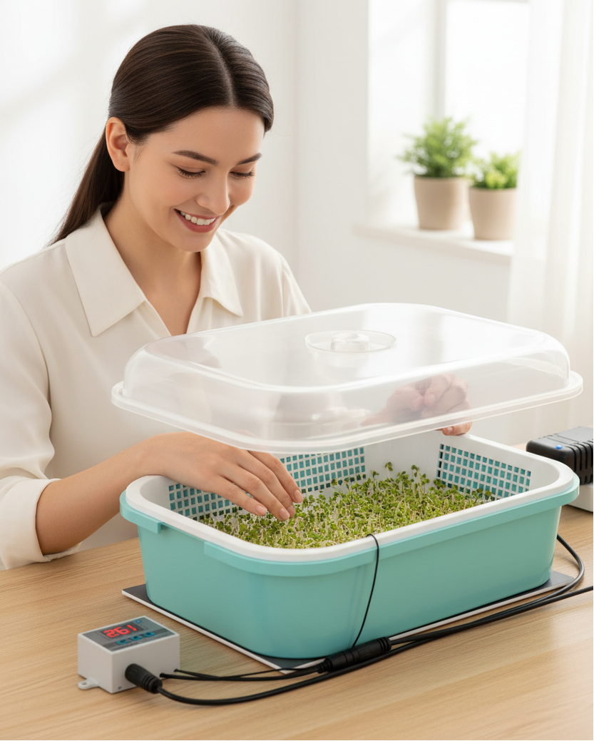 Thermostatic Seed Germination Box – Constant Temperature Nursery Pot Incubator for Wheatgrass, Vegetables, Sprouting Seeds, Indoor Gardening
