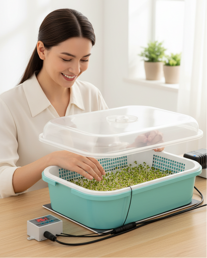 Thermostatic Seed Germination Box – Constant Temperature Nursery Pot Incubator for Wheatgrass, Vegetables, Sprouting Seeds, Indoor Gardening
