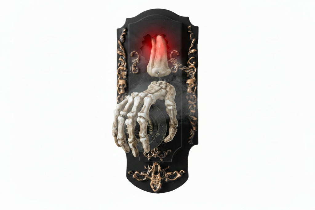 Halloween Motion Sensor Doorbell Spray Prop – Funny Ghost House Decoration with Sound, Light and Touch Induction Effects for Spooky Parties