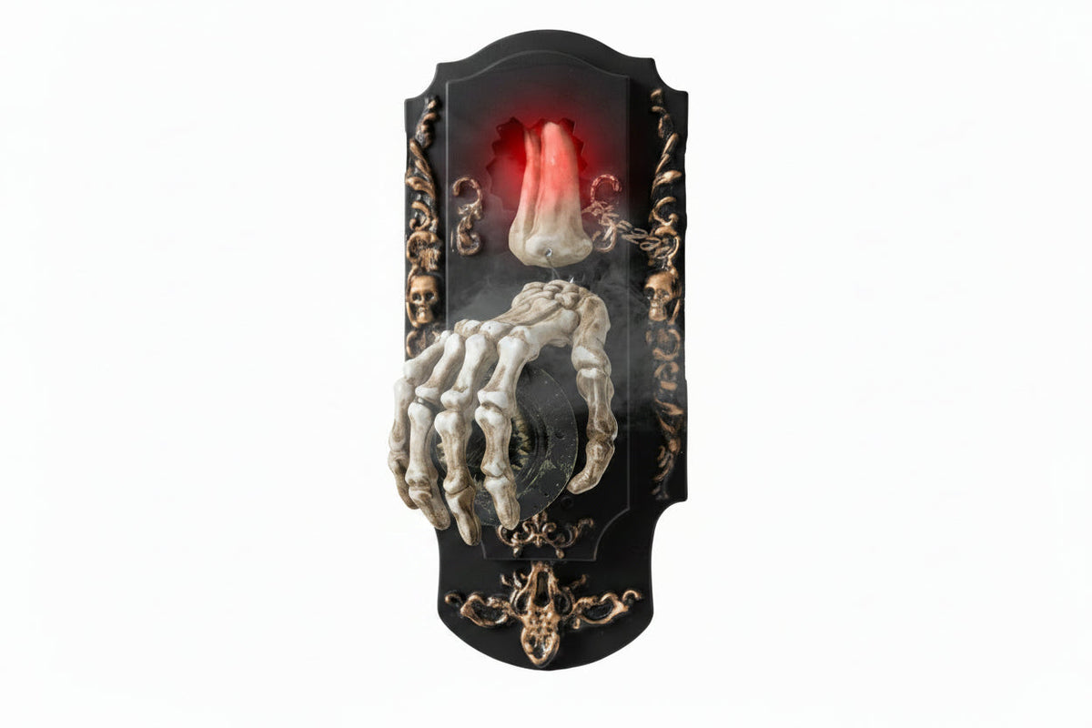 Halloween Motion Sensor Doorbell Spray Prop – Funny Ghost House Decoration with Sound, Light and Touch Induction Effects for Spooky Parties