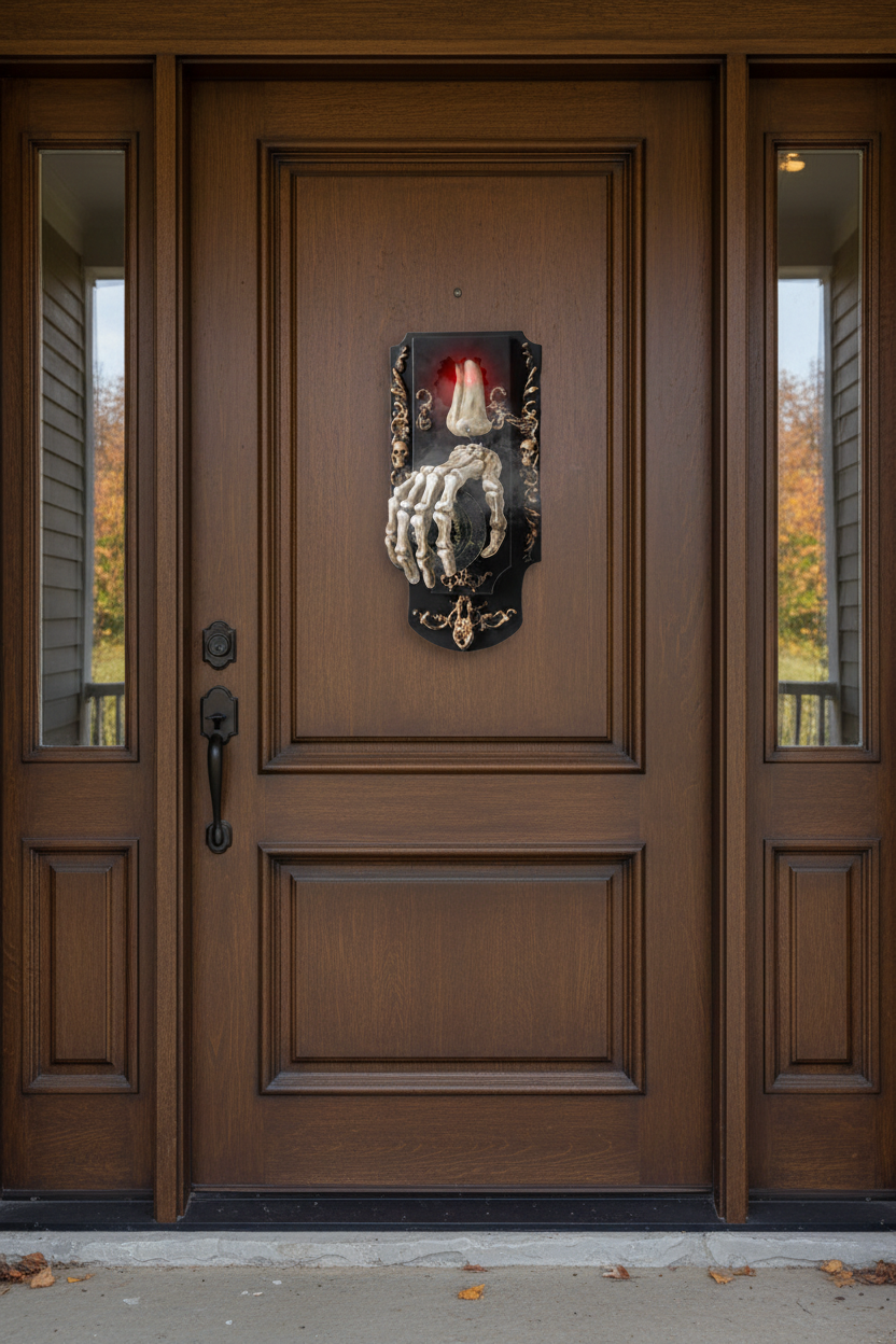 Halloween Motion Sensor Doorbell Spray Prop – Funny Ghost House Decoration with Sound, Light and Touch Induction Effects for Spooky Parties