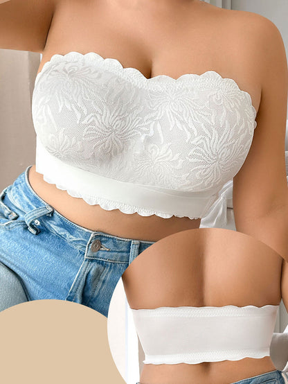 Plus-Size Strapless Adhesive Bra – Invisible 5XL Lace Stick-On Bustier with No-Slip Support for Backless Wedding Dresses, Formal Gowns and Party Outfits