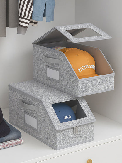 Foldable Hat Storage Box – Large Capacity Dustproof Organizer with Clear Window for Baseball Caps, Clothing Hats and Closet Storage